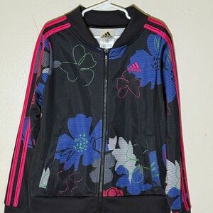 Girl Youth Adidas Black and Blue Track Jacket Sz 14